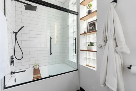 a bathroom with a shower