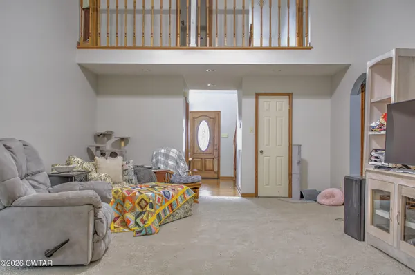 a living room with furniture