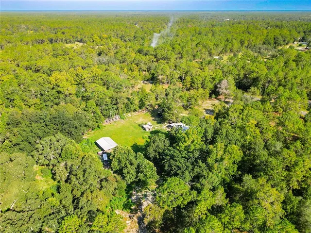 a view of a field with an ocean