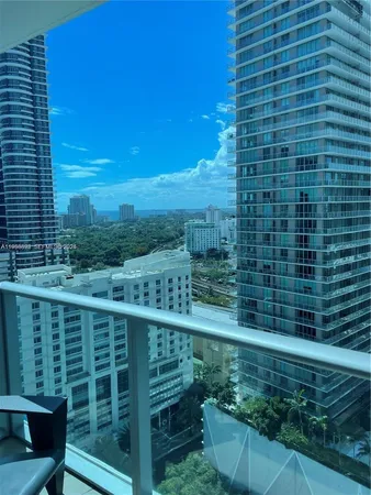 a view of a balcony with an outdoor space