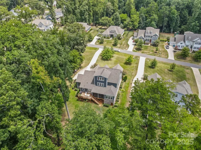 a aerial view of a house with a garden
