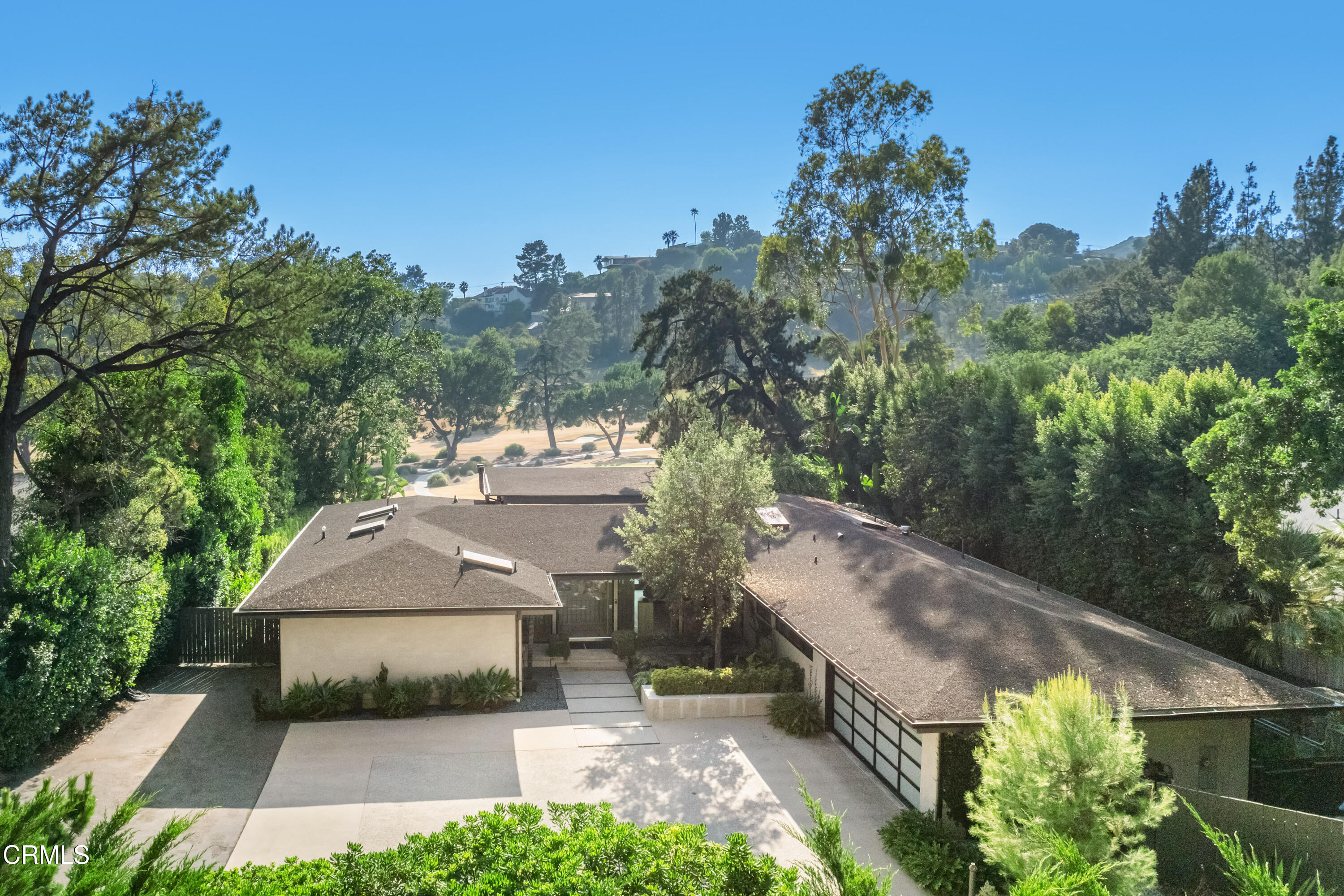 1240 Chateau Road Pasadena, CA 91105 - Photo 42 of 45 an aerial view of a house with a yard
