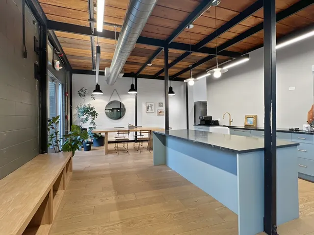 a large hall with sitting area