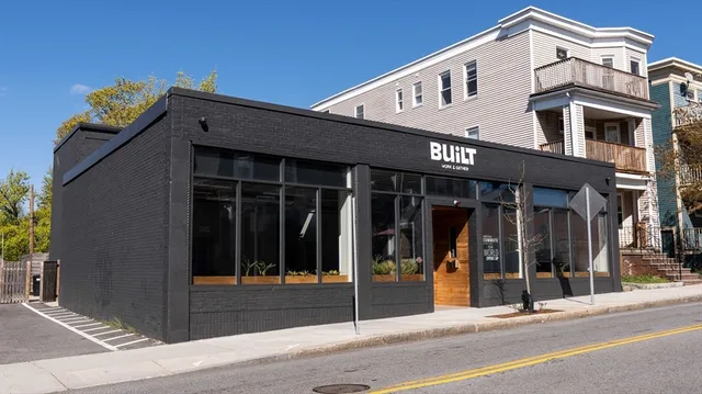 a view of a building with door
