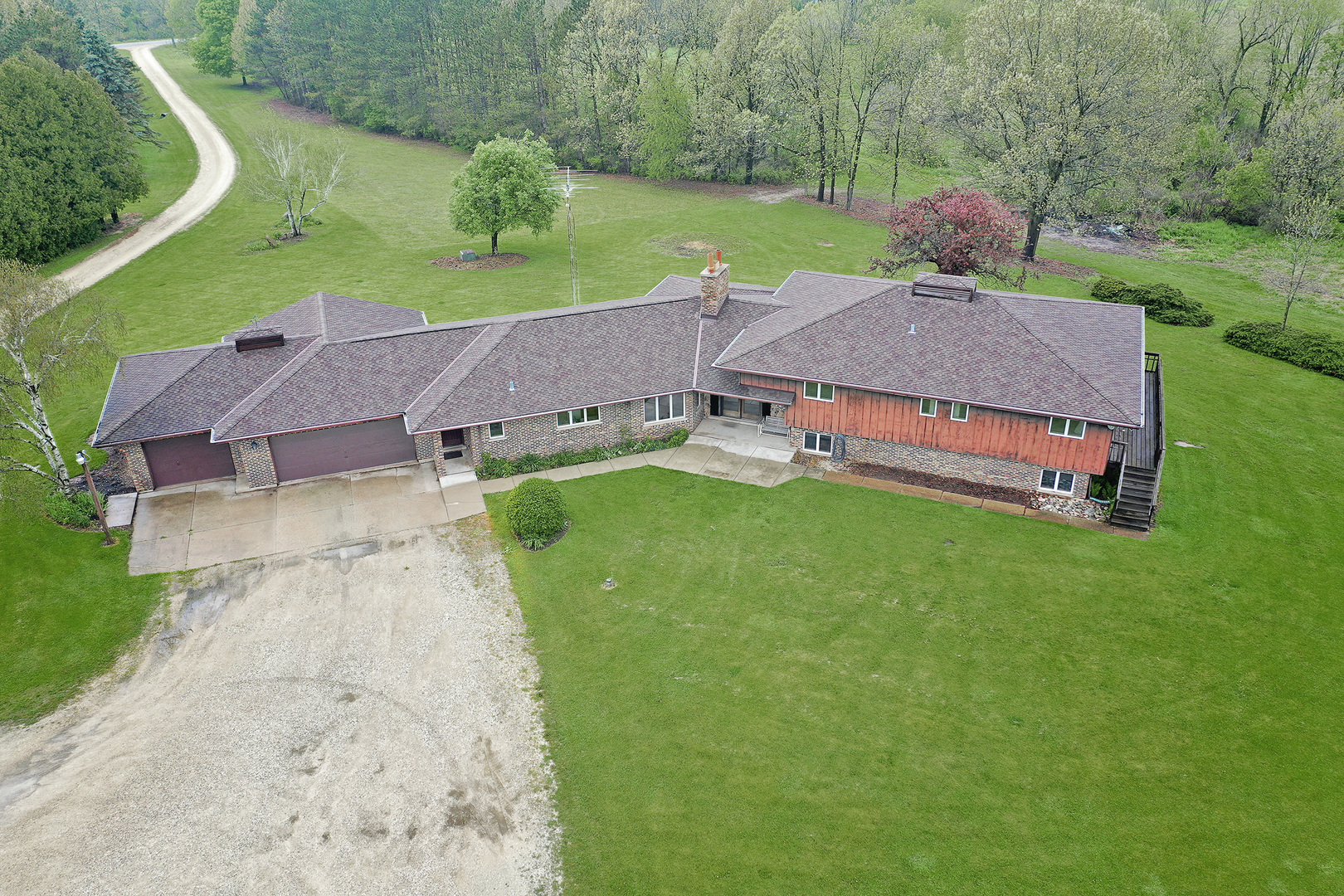 an aerial view of a house