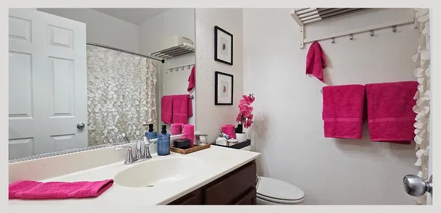 a view of a potted plant sitting in a bathroom