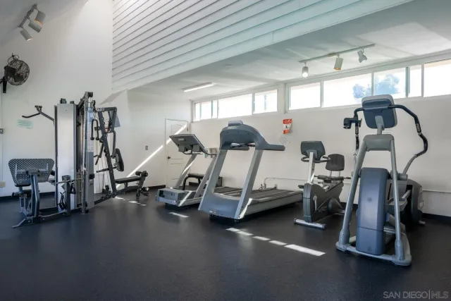 a view of a room with gym equipment