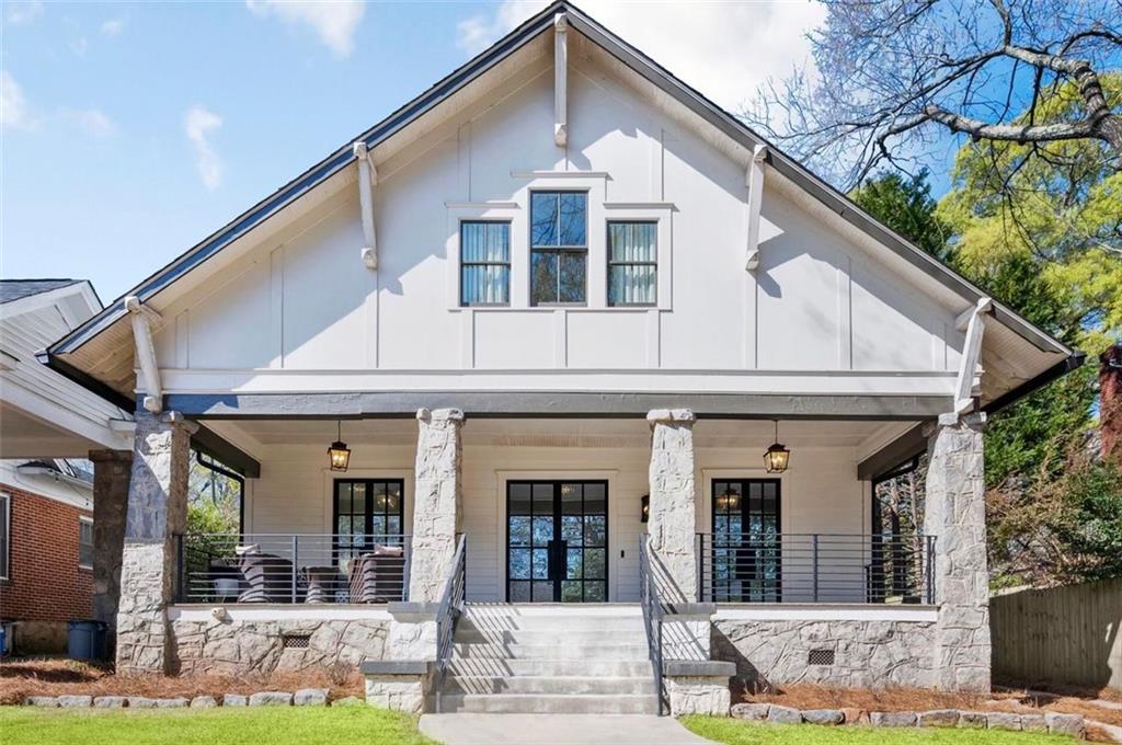 a front view of white house