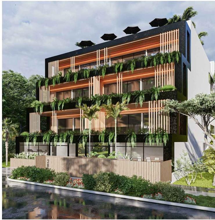 front view of a building with a street