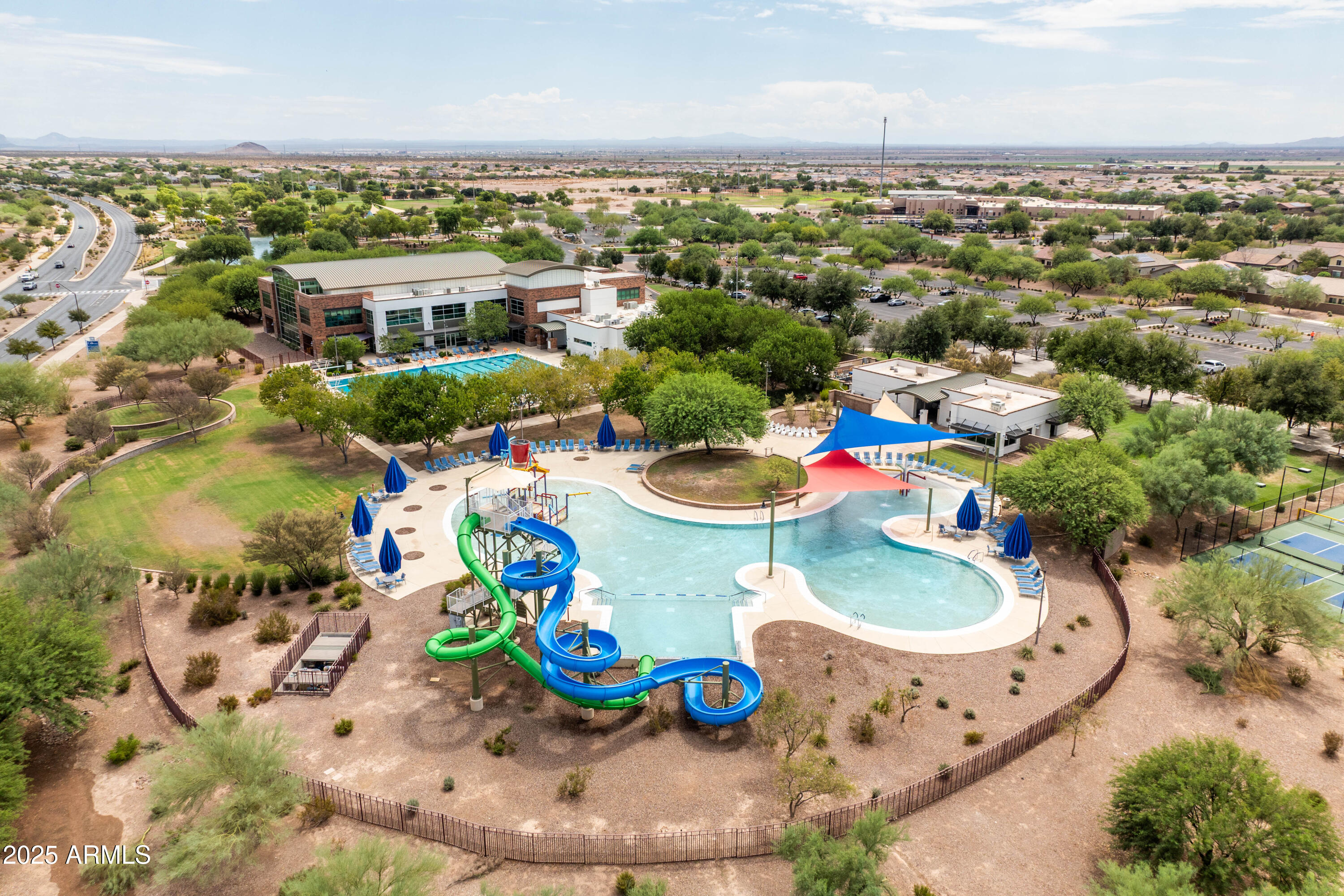 6525 West Georgetown Way Florence, AZ 85132 - Photo 65 of 82 an aerial view of a house with yard swimming pool and outdoor seating