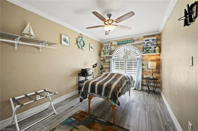a view of a livingroom with wooden floor