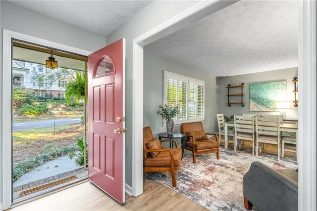 a living room with furniture