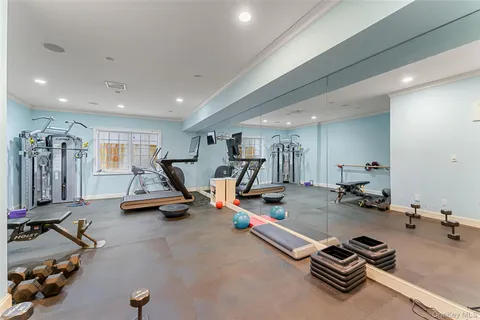 a view of a room with gym equipment