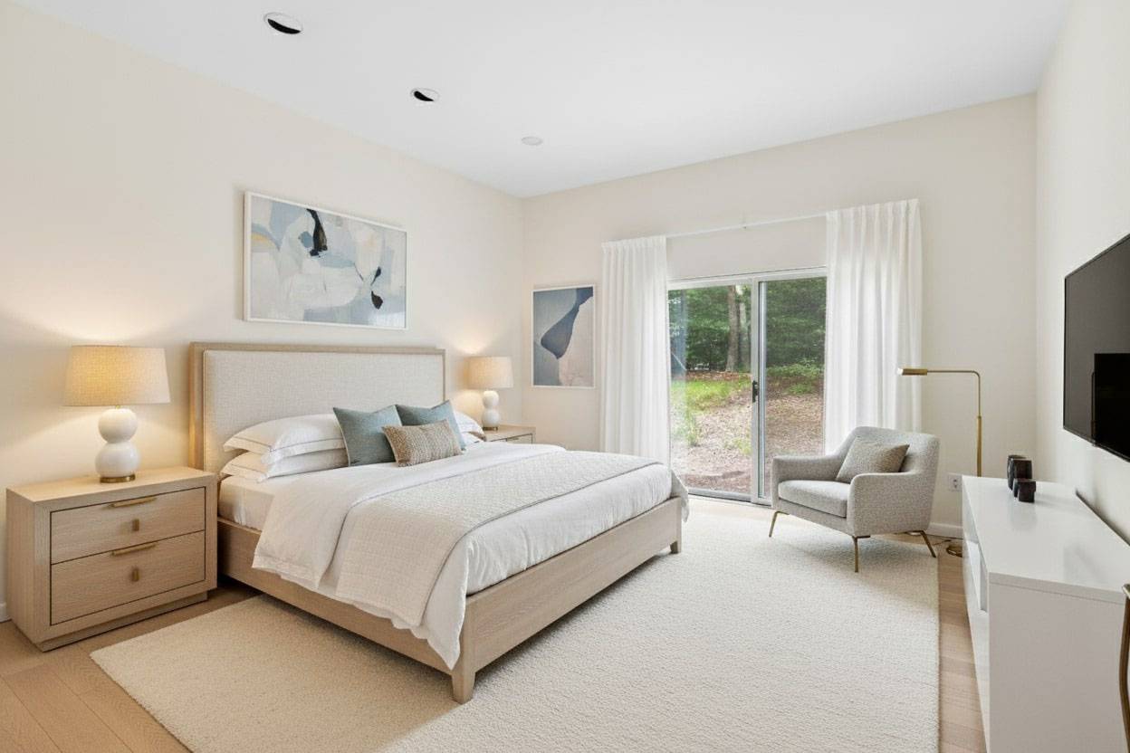 36 Edwards Hole Road East Hampton, NY 11937 - Photo 7 of 23 a bedroom with a bed and large window