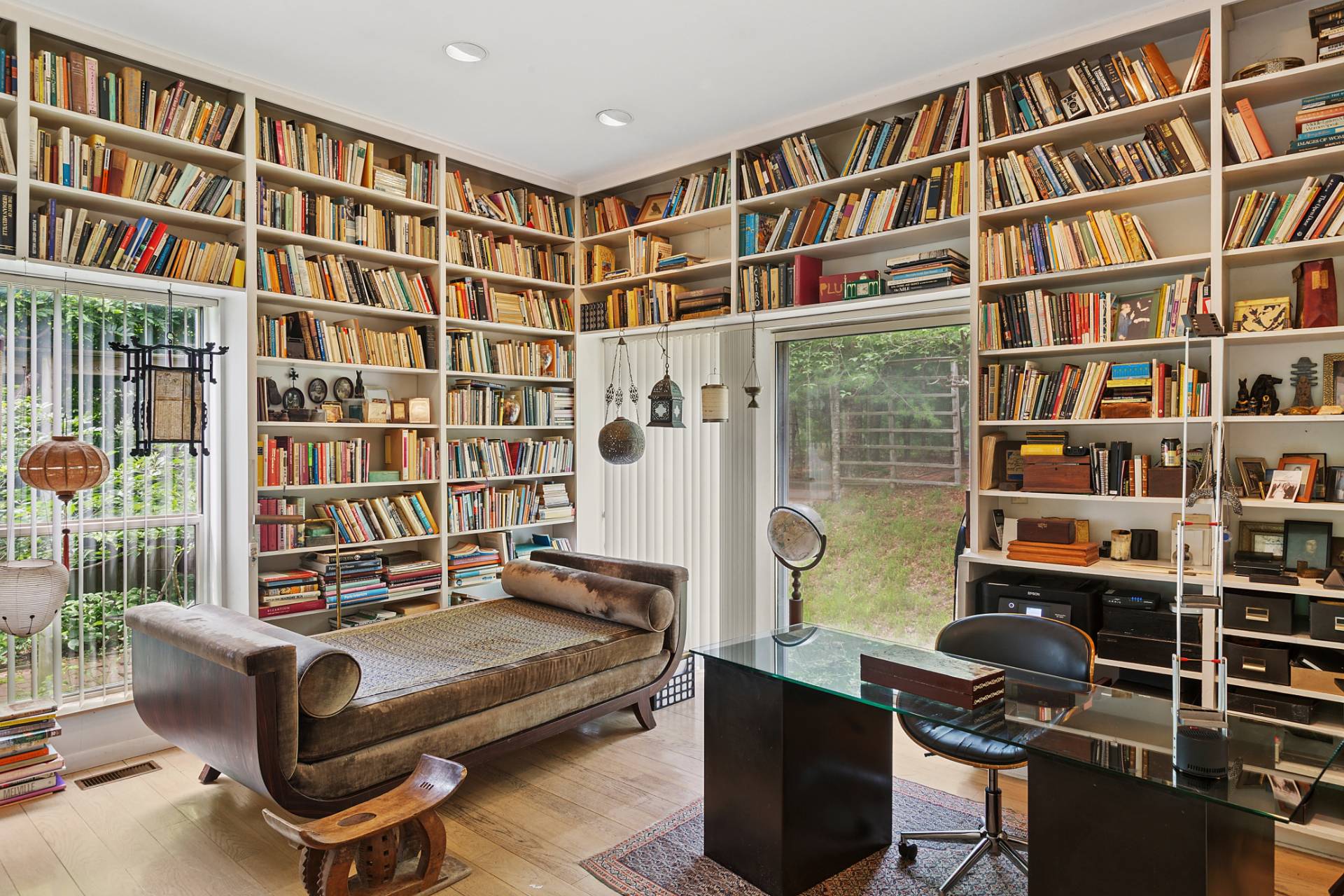 36 Edwards Hole Road East Hampton, NY 11937 - Photo 10 of 23 a view of a workspace with a bookshelf
