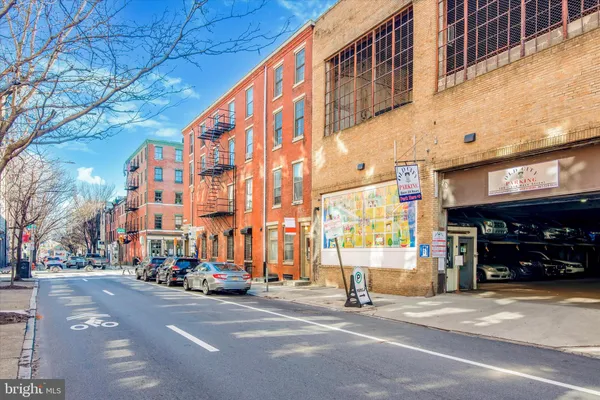 a view of a building and a street
