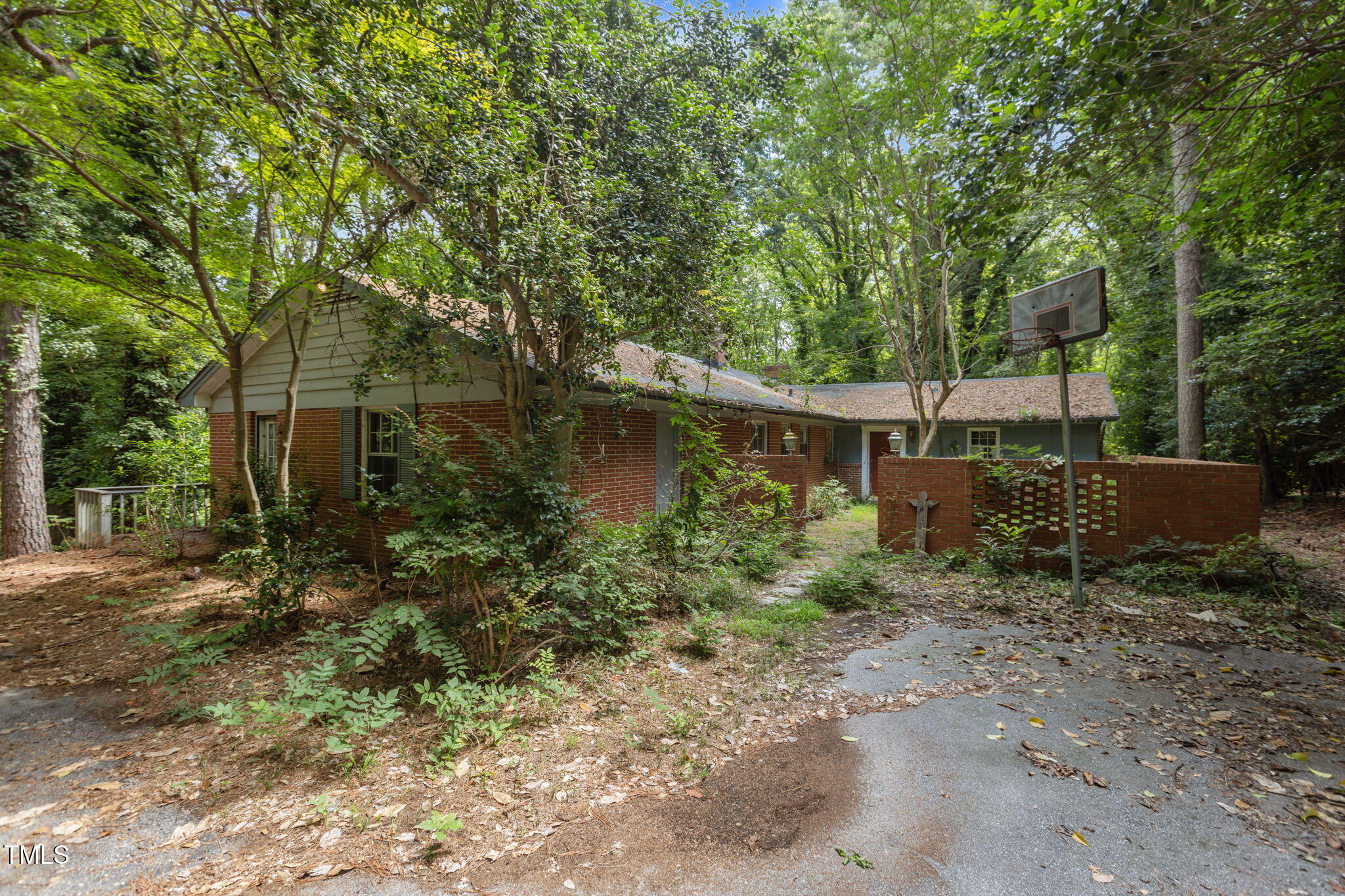 1409 Trailwood Drive Raleigh, NC 27606 - Photo 1 of 32 a backyard of a house with plants and large trees