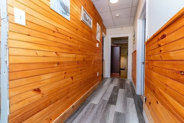 a view of wooden balcony