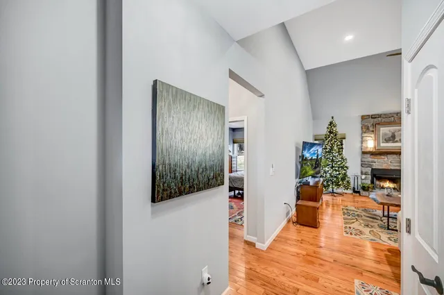 a view of bathroom with a mirror