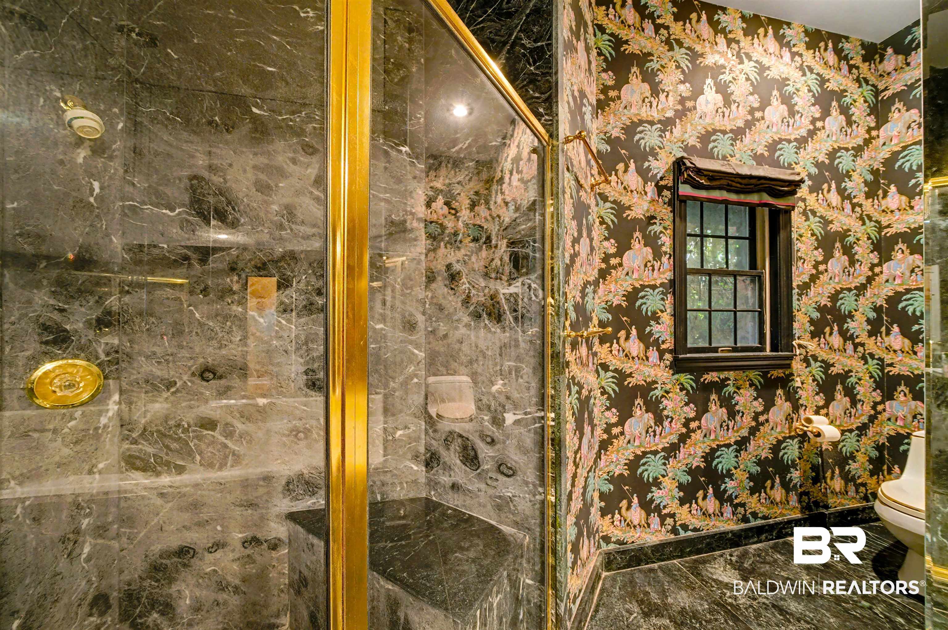 15810 County Road 73 Foley, AL 36535 - Photo 30 of 56 Bathroom featuring a marble finish shower and wallpapered walls