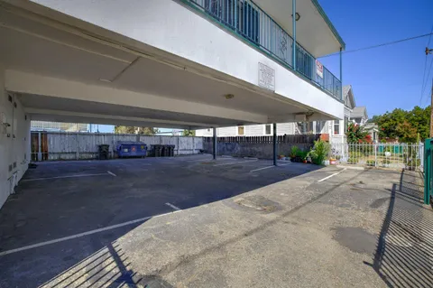 a view of a building with a street