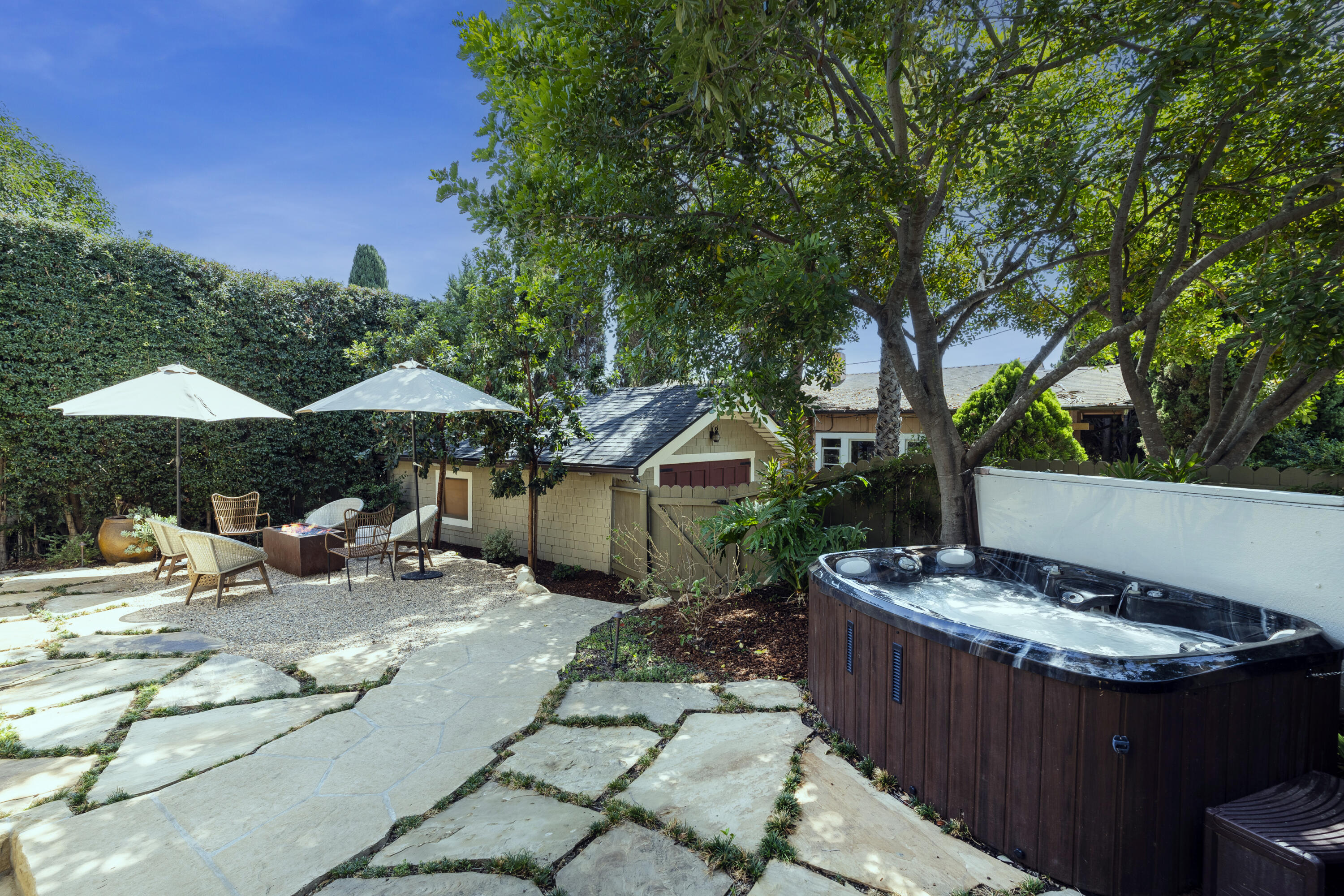 1435 Olive Street Santa Barbara, CA 93101 - Photo 22 of 29 Lower yard with Jacuzzi