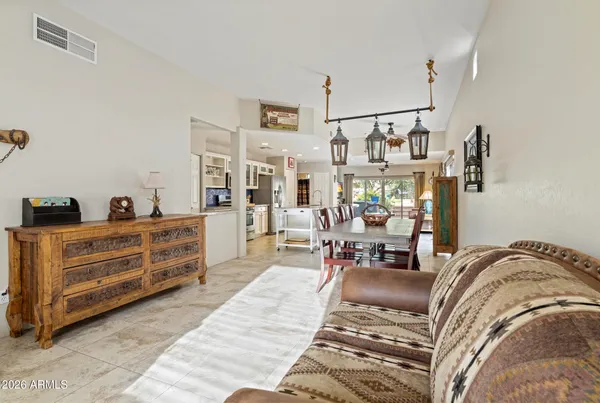 a bed room with a bed and furniture