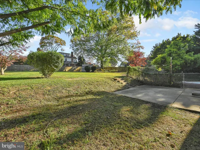 a view of a yard with an trees
