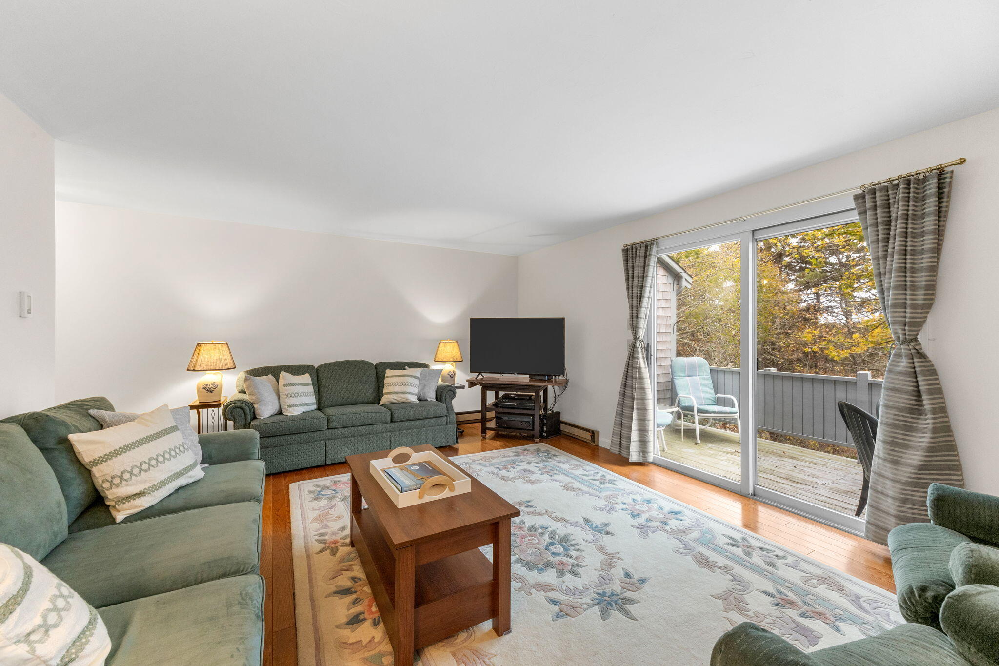 407 Orleans Road, Unit D North Chatham, MA 02650 - Photo 2 of 36 a living room with furniture and a flat screen tv