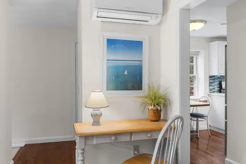 a view of a workspace and dining room