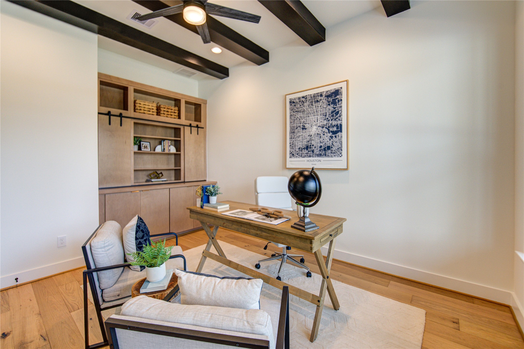 1502 Story Street Houston, TX 77055 - Photo 13 of 42 Stunning office with custom built-ins and beautiful beams