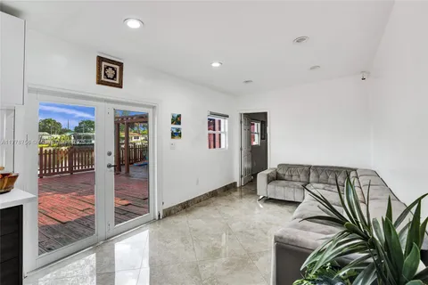 a view of a hallway with workspace