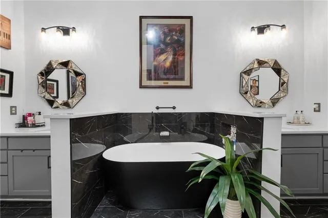 a bathroom with a shower and toilet