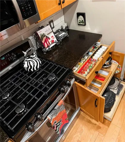 a front view of a multi story building