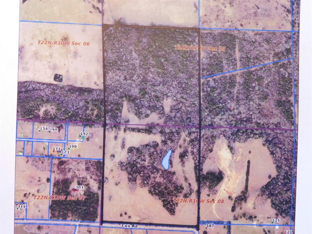 0 Cox Road Sarepta, LA 71071 - Photo 10 of 26 Aerial overview of property's location with property boundaries highlighted