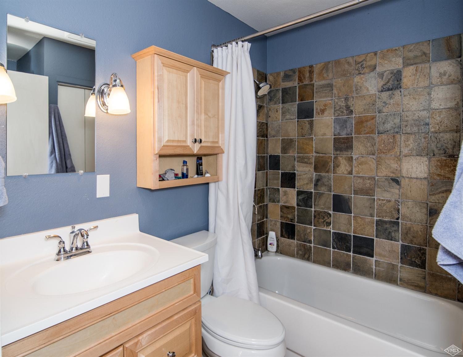 3901 Big Horn Road, Unit 2H Vail, CO 81657 - Photo 11 of 16 a bathroom with a sink a toilet and shower