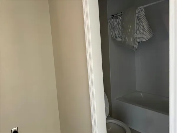 a bathroom with a bathtub