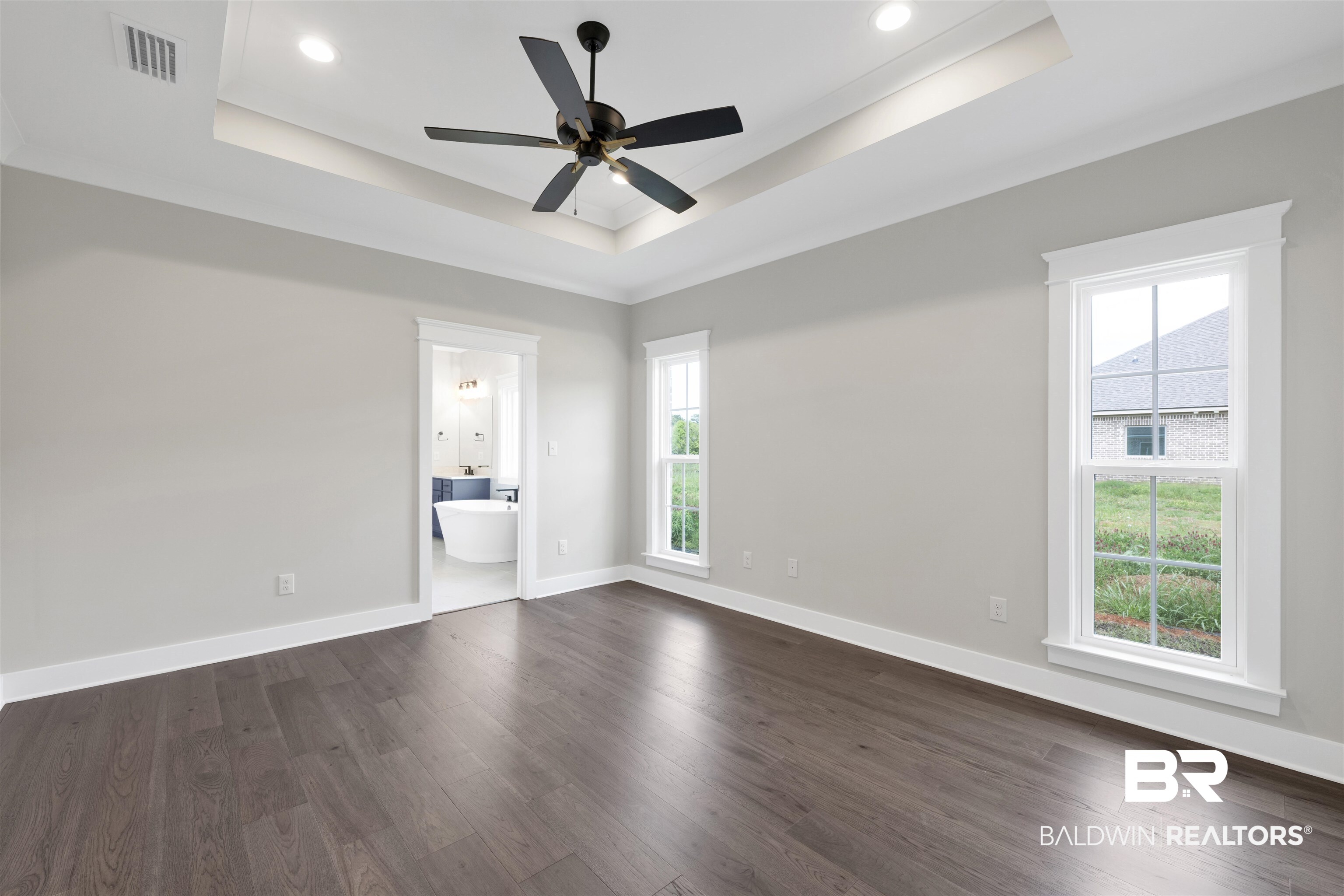 27315 Patch Pl Loop Daphne, AL 36526 - Photo 15 of 43 Unfurnished room featuring a ceiling fan, dark wood finished floors, and recessed lighting