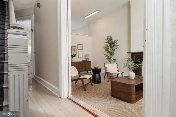 a living room with furniture