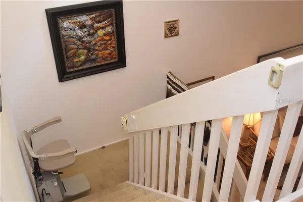 a view of a room with racks on the wall