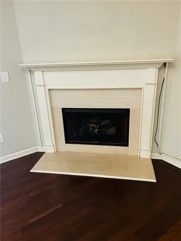 a living room with a fireplace