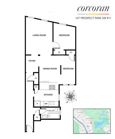$895,000 | 147 Prospect Park Southwest, Unit 11 | Windsor Terrace