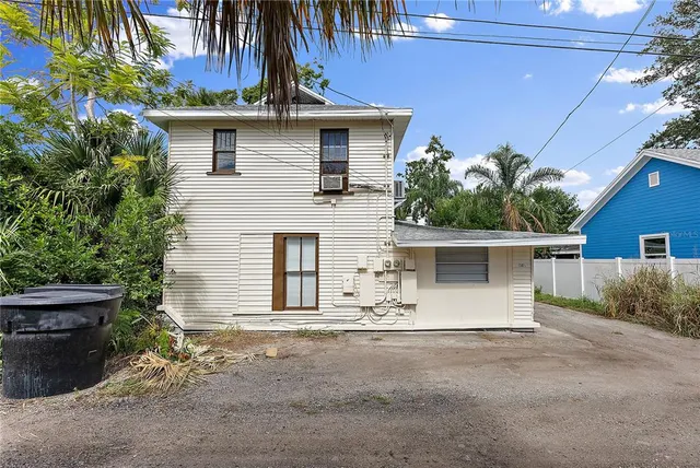 a view of a house with a patio