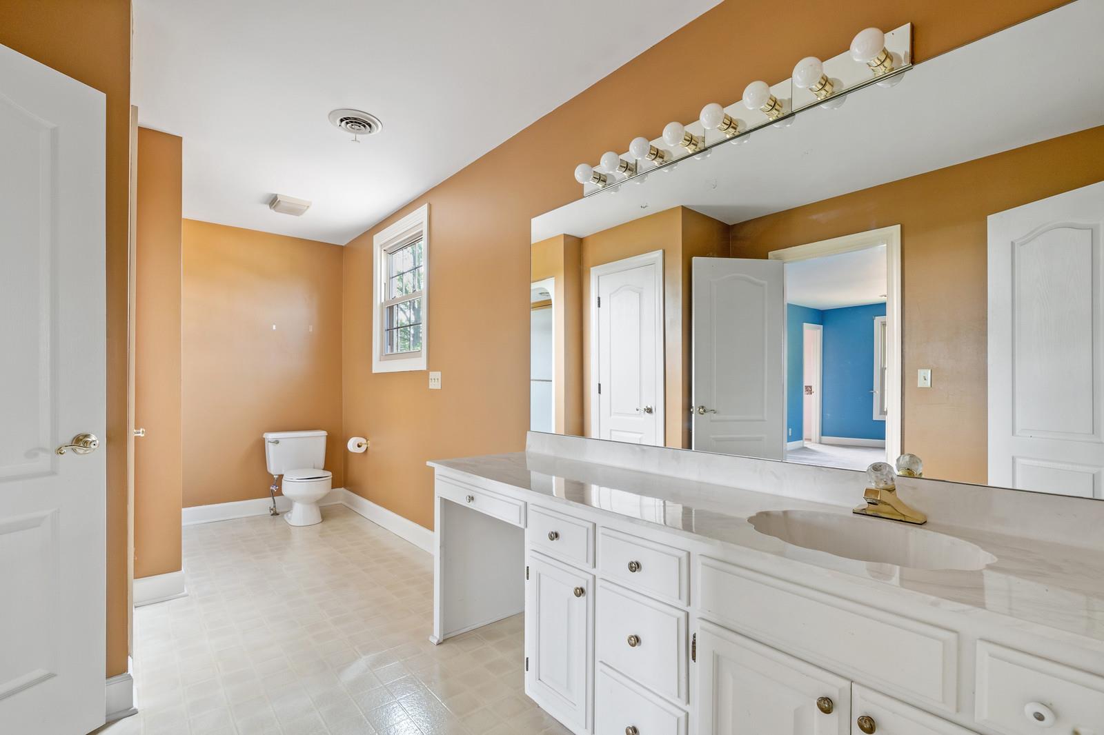 11363 Owens Chapel Road Springfield, TN 37172 - Photo 17 of 30 a spacious bathroom with a granite countertop sink mirror and a toilet