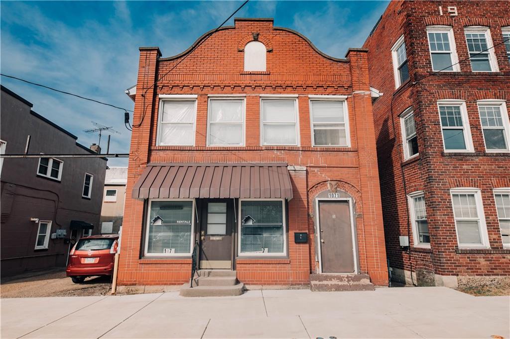 a front view of a building