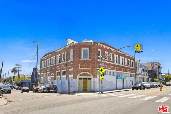 a view of a building with a street