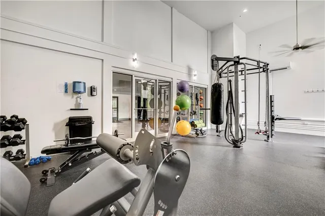 a view of a room with gym equipment