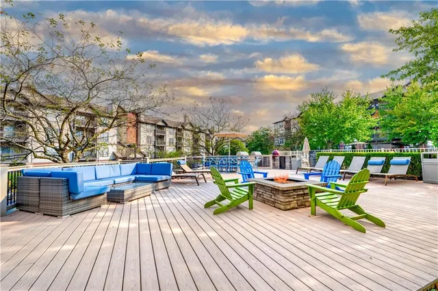 a view of roof deck with seating space