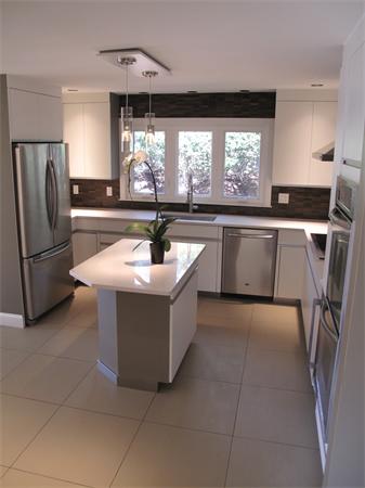 40 Grace Road Newton, MA 02459 - Photo 13 of 24 a kitchen with a sink a counter top space stainless steel appliances a window and a refrigerator
