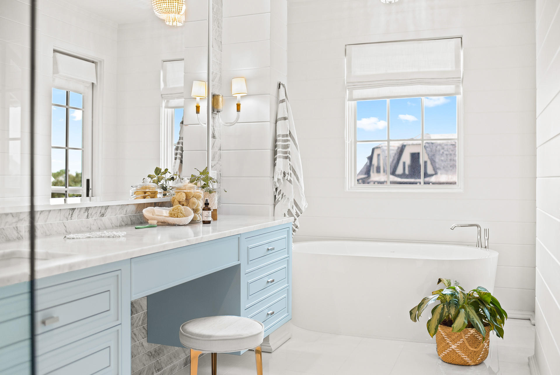 16 South Barrett Square, Unit 4 Inlet Beach, FL 32461 - Photo 59 of 98 a bathroom with a sink a vanity and a mirror